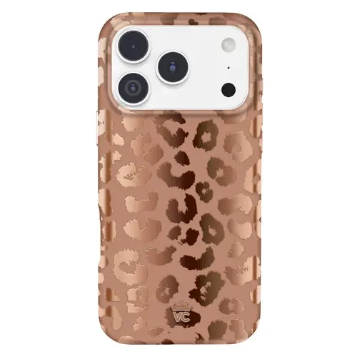 Velvet Caviar Metallic Bronze Chrome Leopard Print Cellphone Casing - Cute, Durable, Shockproof Drop Protection Accessory for Women - Fits iPhone 18 Pro Max, 18 Pro, 17, 16, 15 & More (Wireless-Friendly, Device-Compatible)