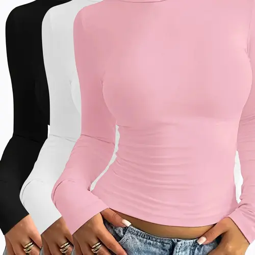 【Black Friday】Women's Solid Long-Sleeve Lounge Tops, Casual Comfy Knit Fabric Round Neck Top for All Seasons Daily Wear