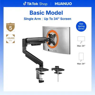 HUANUO Fully Adjustable Single Monitor Arm Riser, PC Accessories, 13-34 in Screen Mount, Tool-Free VESA Installation, Cable Management, 19.8 lbs Max Load, 100x100mm Max VESA Compatibility