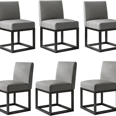[Summerwins][Fathersdaygift] AMERLIFE Mid Century Linen Dining Chairs Set of 6, Modern Upholstered Dinner Chairs with Metal Frame for Dining Room, Kitchen, Padded Chairs