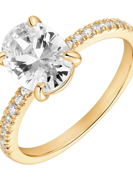 PAVOI 14K Gold Plated Women's Oval Engagement Ring | Wedding Ring