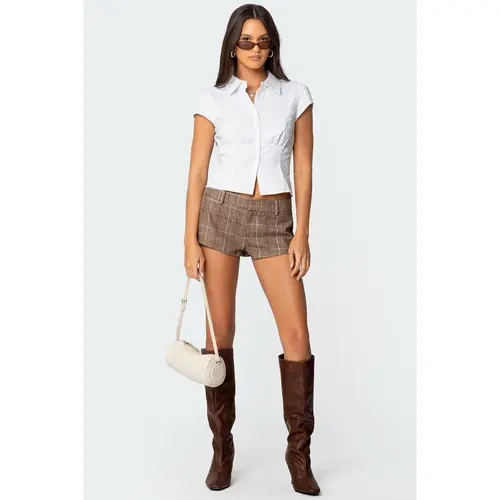 Phoeby Houndstooth Plaid Shorts