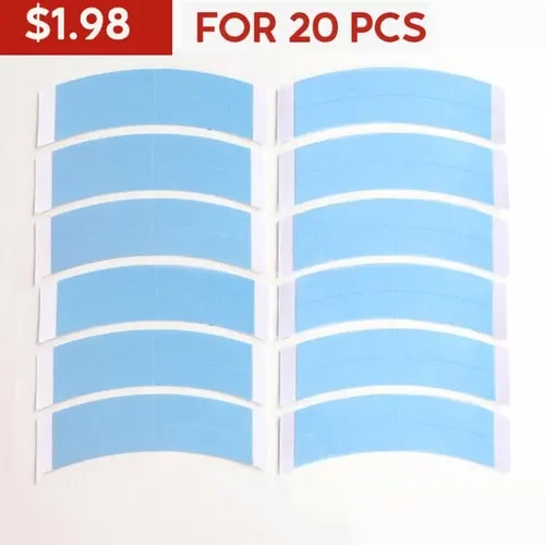 Ashimary Blue Wig Tape - 20 Pcs Double Sided Lace Glue Strips, Strong Hold Medical Adhesive Tape, Waterproof, Easy to Apply for Hairpieces, Weaves, Lace Front Wigs, Hair Extensions (Not for Sale)