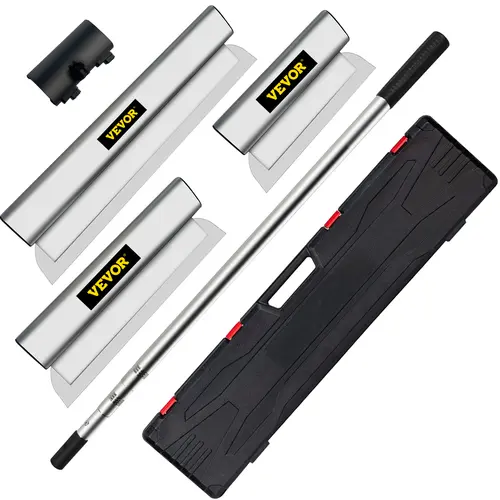 VEVOR Drywall Skimming Blade Set - 0.5mm Interchangeable 10in,24in,32in European Stainless Steel Blades, 35-78in Ergonomic Non-Slip Aluminum Handle with Steady Grip, Fits Filler/Caulk, Putty Taping Tool for Gyprock/Wall-Boa, Wallpaper Removal