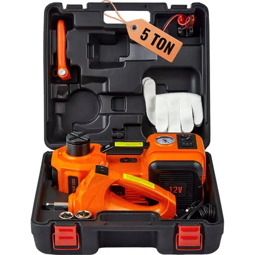 【DealsForYouDays】VEVOR Electric Car Jack, 5 Ton/11023 LBS Hydraulic Jack with Electric Impact Wrench, Portable Car Lift with Built-in Inflatable Pump, and LED Light for SUV MPV Sedan Truck Change Tires Garage Repair,father'sdaygifts