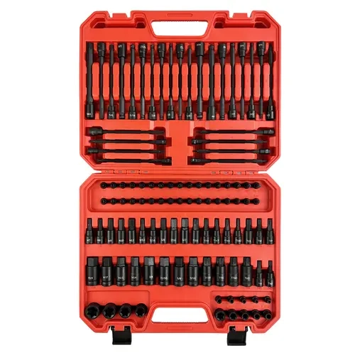 EACELIY 107PCS Multi-Type Bit Socket Hardware Tool Set - 1/4”, 3/8” & 1/2” Drive, Hex, Ball End Hex, S2 Alloy Steel & CR-V, SAE & Metric #toolupgrade