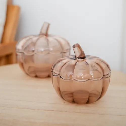 Set of 2 Glass Pumpkin Lidded Jars by Lauren McBride