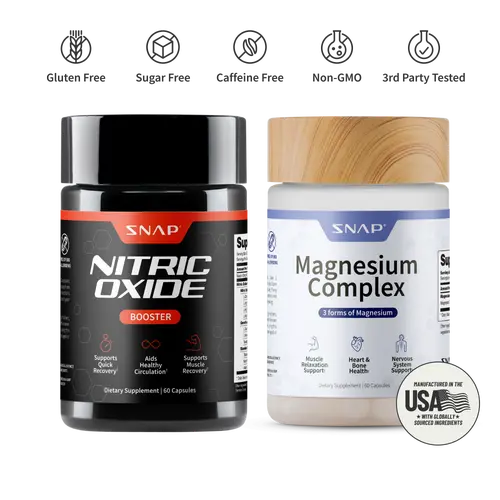 Snap Supplements - Nitric Oxide Booster 60ct + Magnesium Complex - Natural Supplement Bundle