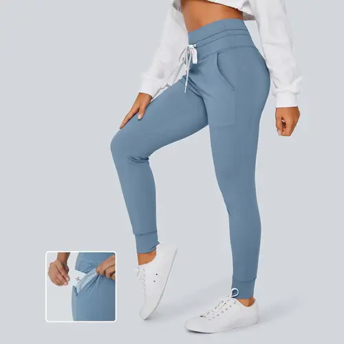 Halara SoftlyZero™ Plush High Waisted Drawstring Pocket Plain Full Length Joggers