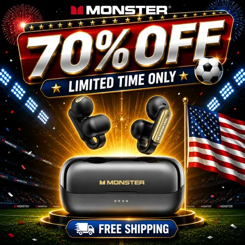 Monster True Wireless Earbuds - Bluetooth 5.4 Connectivity Wireless Headphones, 13mm Drivers, Waterproof Design, ENC Noise Cut, Hi-Fi Stereo Audio, Hands-Free Calls, Long-Lasting Batteries, for Sports Running & Gaming, Back to School Students