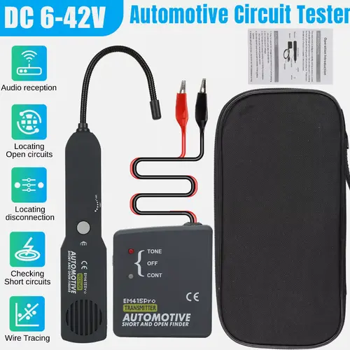 Automotive Circuit Tester with Flexible Probe - 6-42V DC Wire Short/Open Finder, Tools for Mechanics, Buzzer Fault Alert Diagnostic Tool, Car Voltage Tester, Car Accessory