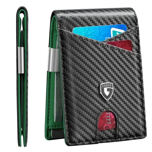 GSOIAX Men's Ultra-Thin Leather RFID Bifold Wallet with Money Clip