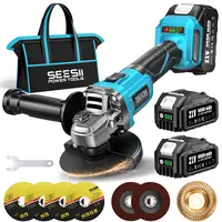 【DealsForYou】SEESII Cordless Angle Grinder Kit with 2x4.0Ah Batteries, 10000RPM Brushless Electric Metal Grinder w/ 4-1/2" Cutting Wheel, Flap Wheel, and Wool Carving Wheel for Precision Cutting & Grinding