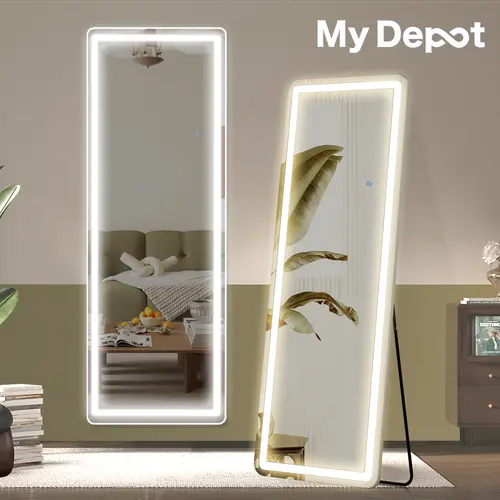 [LIVE4] 64"x21" Full Length Mirror with Lights, Dimmable LED Floor Mirror with 3 Color Modes, Standing or Wall-Mounted Mirror for Bedroom, Dressing Room, Living Room, Bathroom