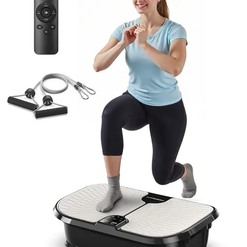 Feierdun FED Series VP4 Vibration Plate Workout Machine - Multifunctional Home Workout Gear, 400lbs Capacity, Full Body Exercise Equipment, Lymphatic Drainage Tool, Remote Control, Home Gym Work Out Equipment, All Foot Sizes, Silicone Grip Safe
