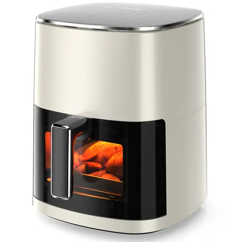 Sweet Furniture S Square Countertop Air Fryer - 6.34qt Cap (6qt Equivalent), Silver, US Plug Type, Large Size, Window, 12-in-1 Functions, 400°F Max, Space-Maximizing Square Basket, Dishwasher-Safe Parts for Speed Cleanup, Easy-to-Use for Family Dinners