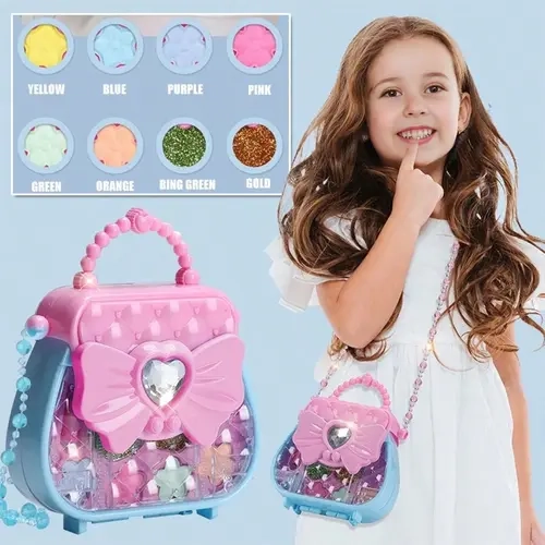 Princess Theme Skin-Gentle Makeup Kit for Girls - Safe Plastic, Non-Toxic Handbag Toy, 5-10+ Yrs, Play Roleplay, Yes, Effortlessly Cleaned with Water, Birthday Party Ready, Kids' Developmental Gift