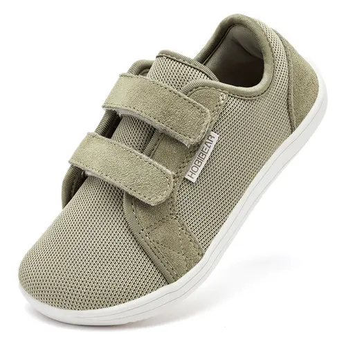 HOBIBEAR Kids' Barefoot Minimalist Sneakers Shoes - 0-Drop, Flat Heel (1 cm or Less), Wide Width, Wide Toe Box, More Space, Velcro, Nonslip Rubber Sole, Casual Trainer Footwear for Boys & Girls (Play, Outdoor Use)