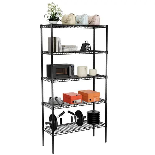 Sweet Furniture Heavy-Duty Waterproof Metal Storage Shelving Unit - 3/4/5-Tier Adjustable Height Wire Racks, Freestanding Home Organizer, 25+ kg Capacity, Ideal for Closet Storage, Shelves for Bedroom, Kitchen Pantry