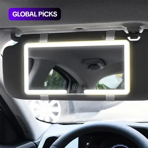 LED Car Sun Visor Mirror Led Light, Touch-Control Dimmable Rechargeable Car Interior Mirror, Auto Accessory #GLOBAL PICKS
