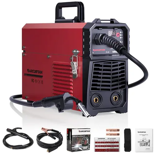 ARCCAPTAIN MIG130 3-in-1 Portable Gasless Flux Core Multiprocess Welding Machine - 110V Synergic MIG/Lift TIG/Stick Welder, Synergy IGBT Inverter, Adjustable Welding Wire Feeding Speed, 130A for Home Jobs, Automotive Repairs, Tool Upgrade
