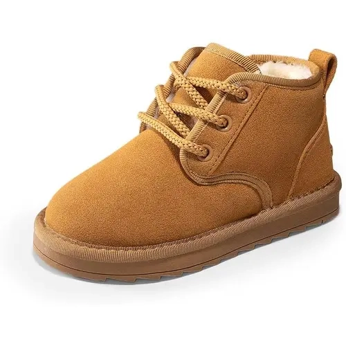 Dream Pairs Toddler Kids' Plush Faux Fur Insulated Winter Ankle Boots - Zipper Closure, Furry Shoes, Slip Resistant, Rubber Treaded TPR Outsole, Solid Colors, Chestnut, Round Toe, Indoor/Outdoor Casual Warm Classic Footwear for 3-4 Years,5-6Y,5T,6T