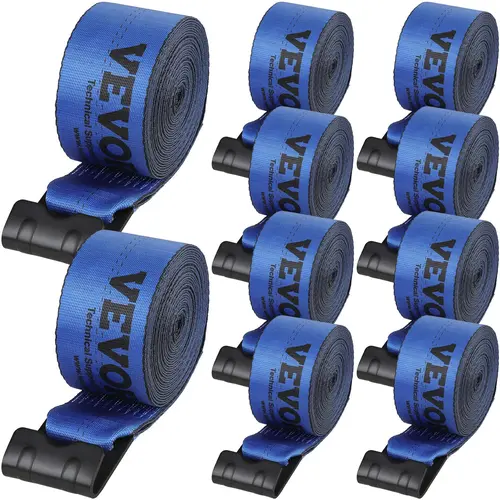 VEVOR Winch Straps, 10-Pack 4"x30' Truck Accessories with Flat Hook, 6000 lbs Load Capacity, 18000 lbs Breaking Strength, Vehicle Towing Flatbed Tie Downs for Trailer Cargo Control