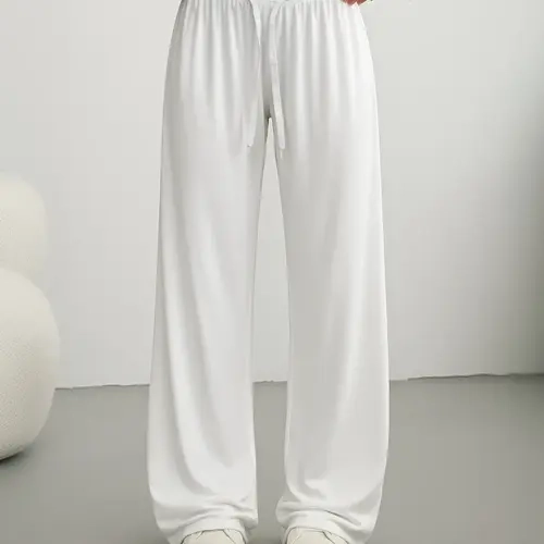 Simple, Soft, Comfortable Sports Pants, Loose Fit Long Pants, New Essential Item, Casual Fall & Winter Wear, Natural Waist, Drawstring Design, Casual Sportswear Pants