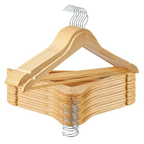 LDC LUX DECOR COLLECTION Premium Natural Wooden Hangers-Pegs - Sturdy Durable, 9.25in x 17.5in Smooth Non-Slip, Space-Saving, 20/30/40/60 Pcs Options for Coats, Dresses, Jumpers