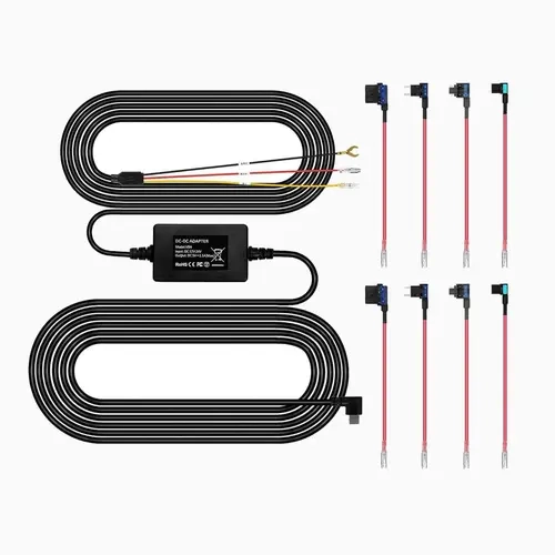PELSEE Compact Full Set Hard Wire Kit for P1 Duo Dash Cam, 12V-24V to 5V Car Charger Power Cord, 12v-24v input, 4 Fuse Cables, Installation Tool, 0.5 lb, 6.5 in DC Supply Circuit, Manufacturer Warranty