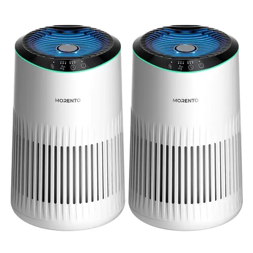 Morento MR2566 True HEPA Filter Element Air Purifier for Bedroom - Adjustable, Timer, Sleep Mode, Fragrance Sponge, Blue LED Light, Exquisite Design, Removes Dust, Smoke, Pollutants, Odors, 3-6 Month Smart Filter Replacements, Perfect Gift for Birthdays