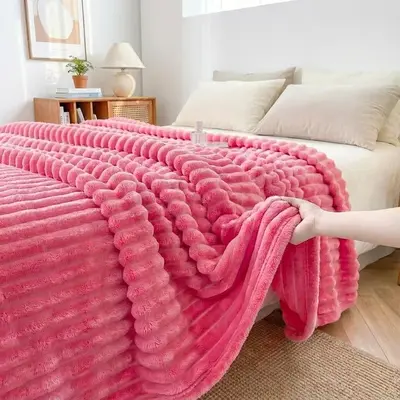 [Deals for You Days] Suitable For AC NTBAY Striped Flannel Fleece Blanket Ultra Soft Cozy Lightweight Fluffy Warm Reversible Stripes Design for Bed, Couch, Travel, Camping, All Seasons