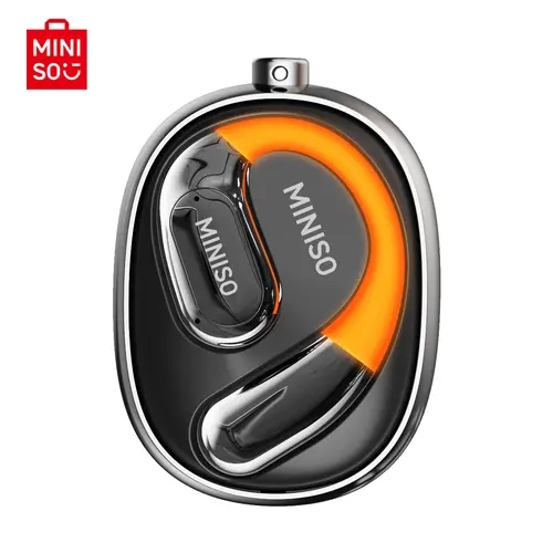 MINISO MS183 Fashionable Open-Ear Luminous Bluetooth Headset - Airy Plastic OWS Earphones with Night-Safe Glow Hook, 360° Rotatable HIFI Audio, IPX5 Water Resistance, Microphone, Remote Control, Mobile Compatibility