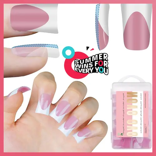 NOVO OVO 240-Piece Short French Tip Duck Press-On Nail Set for Nailcare, 12 Sizes, Berry Pink Matte Full Cover, Pre-Coated with Primer & Base Coat, 15min Duck Nails Stick + Build for Girlfriend Acting Performances (No Light/Glue/Builder Gel)