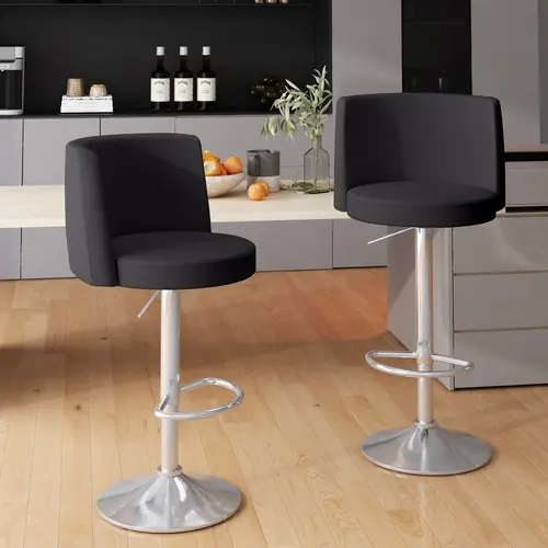 AWQM Steel Bar Stools 4 PCS【Ships in 2 Packages (2 per Package)】,Grade Modern Leather Bar Chair with Backrest,Swivel Adjustable Height for Kitchen Counter and Dining Room