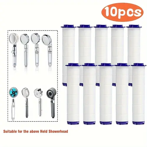Showerhead Replacement Filter Cartridge - PP Cotton Core, Compression Design, Durable, Fine Fit, Filtered Water-Cleaning Accessory, Universal for Most Handheld Shower Equipment