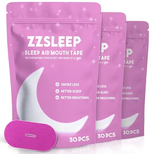 ZZSleep Tape - Pink Mouth Tape (3 Month Supply) for Snore Prevention, Rest & Recovery, Breathable Sports Tape