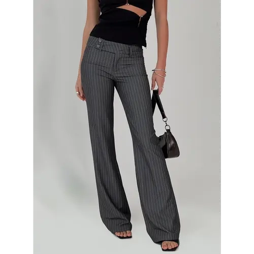 Kinkirk Flared Pants Grey Pinstripe