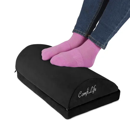 ComfiLife Teardrop Design Memory Foam Office Footrest - Rocker, 2 Heights, Adjustable, Ergonomic, Durable, Fully Assembled, Machine-Washable Cover, Travel-Friendly, Improved Circulation, Knee Support, Pain Relief - For Office, Gaming Chairs