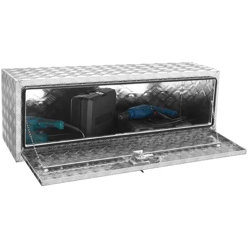 VEVOR 48x17x18in Underbody Truck Box, Tread-Plate Tough Heavy-Duty Aluminum Lockable Storage, Metal Organizer with T-Handle Latch, Lock & Keys, Waterproof Sealant, Rust Prevention Multifunctional Storage Bin for Trucks