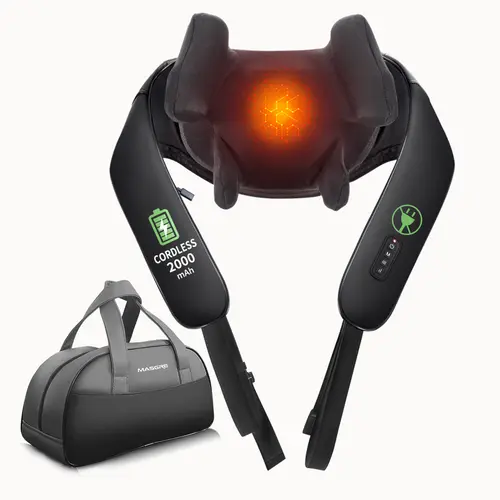 MASGRE U20 Cordless Neck and Shoulder Massager with Heat, 6D Deep Kneading for Neck & Shoulder Tension, Hands-Free, 2000mAh