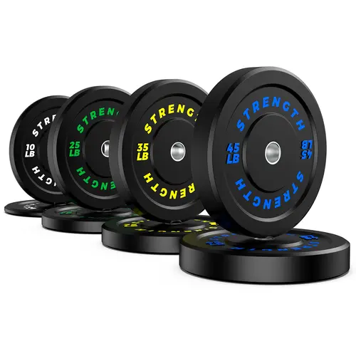 Bearbro Bumper Plates, Olympic Bumper Plates Set, 2-Inch Rubber Weight Plates with Steel Insert for Weight Lifting and Strength Training - Sold in Single, Pairs or Sets(20lb-260lb）)