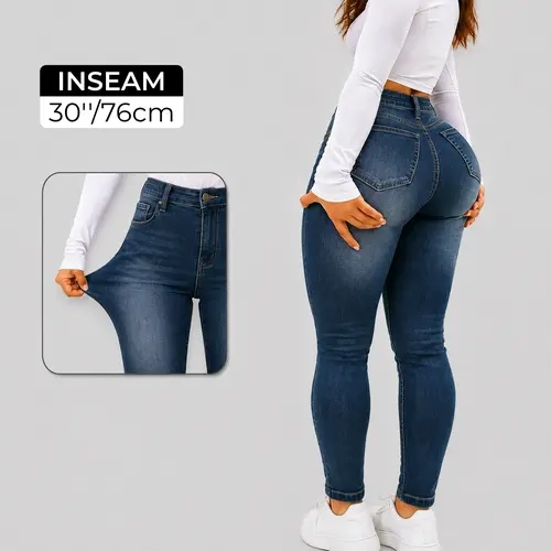 Vogatiques | Bailey Women's Shaping Skinny Jeans Stretchy Mid Rise Denim Pants Plus Size Regular Size