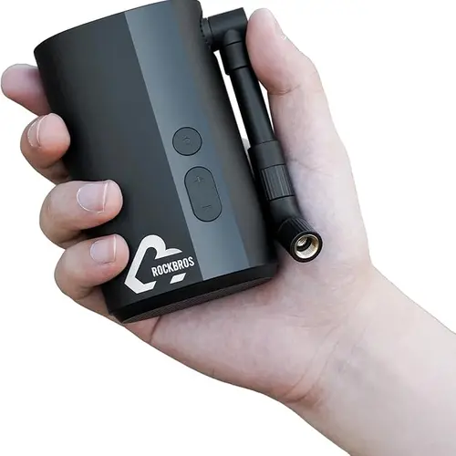 ROCKBROS Compact Portable Compressor Mini Electric Bike Pump - 150PSI Max, 32s Fast Inflate, 5000mAh Batteries, 25-Minute Runtime, Digital Gauge, Auto-Shutoff, Integrated Valve, Presta & Schrader Compatible Ebike Accessory, Ebike Accessories