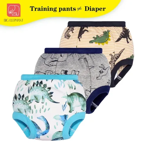 Big Elephant Boys' 3-Pack Cartoon Animal Bloomers - Breathable Comfortable Cotton Reusable Diaper Training Pants, All-Over Animal Print Underwear for 2t-3t-4-5 Years Toddlers