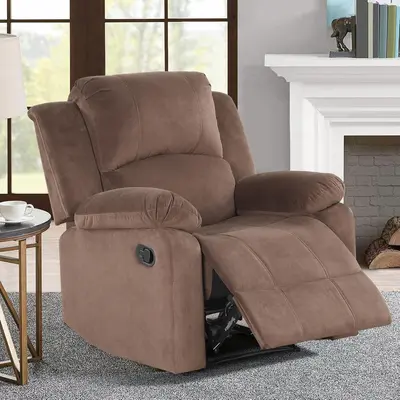 [DealsForYouDays] EBELLO Manual Recliner Chair, Soft Fabric Overstuffed Recliner Single Sofa Chair for Living Room Bedroom, Heavy Duty and Safety Reclining Mechanism