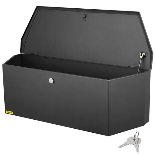 VEVOR Heavy-Duty Square Carbon Steel Trailer Tongue Tool Box Set, Garage Tool Organizer with Lock + Keys, Extra-Wide Sealing Strip, Gas Strut Lid, 36 x 12 x 12 in Pickup Truck Bed Accessory for RV Trailer Owners (Safety Comes First)