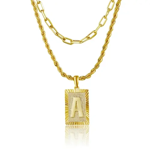 Tasiso Women's Lead-Free Brass Customizable Initial Pendant Statement Necklace - Gold-Tone Belcher Chain, Safety Pin Design, Nameplate, Waterproof, Hypoallergenic, Lobster Clasp for Simple On/Off, Eco-Friendly A-Z Alphabet Gift Packaging, Lobster Clasp Ma
