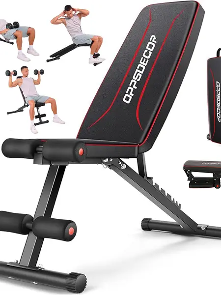OPPSDECOR Adjustable Weight Bench for Home Gym, 660LBS Capacity Workout Bench with 8 Backrests for Chest Shoulders Arms, Compact and Foldable Strength Bench for Small Space Apartment Room,summerwins,father'sdaygifts(Black,White,Pink)