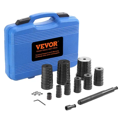VEVOR 52PCS Custom Bushing Bearing & Seal Driver Set, Durable Automotive Tool with Seal & Bearing Fit, 49PCS Discs (18mm-65mm, 74mm), Transmission Wheel Axle Installer Remover, Bush Puller Press Kit for Cars, SUVs